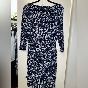 Ralph Lauren Navy and White Patterned Dress